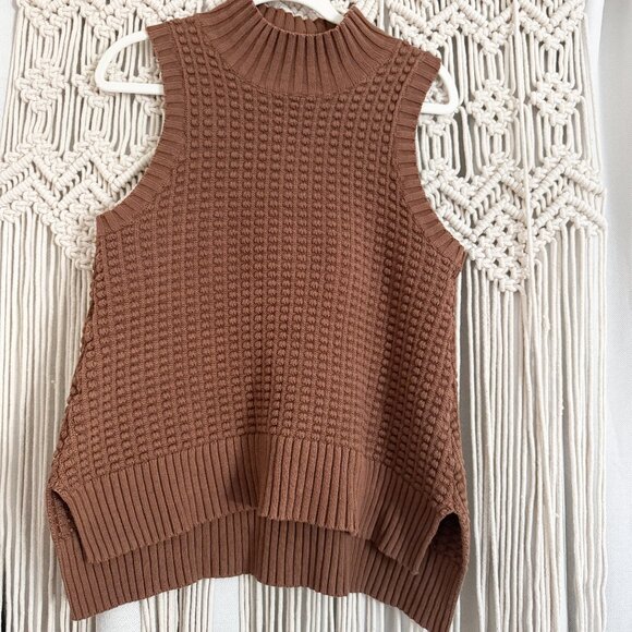 French Connection Mozart Popcorn Brown Sleeveless Sweater Vest Women’s  Small - Picture 1 of 7